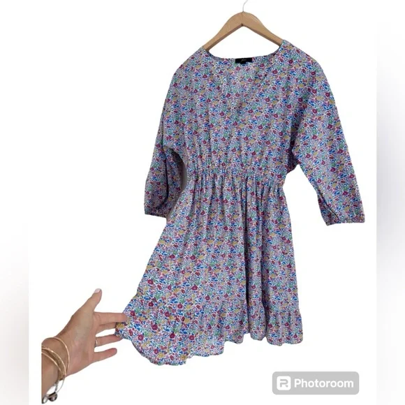 J Crew Liberty Print Cinch Waist Mini Dress